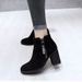 2023 Women's Short Spring And Single Boots High Thick Heels Cotton Winter Black Shoes Autumn_vogvips.com