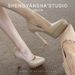 Nude 2025 Waterproof Platform Spring-summer High-heeled Shoes, New Patent Leather Pointed Toe Ultra-high Comfortable_vogvips.com