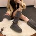 Tall Tube Velvet Thickened Snow Boots Women's Thick-soled Warm Medium And Long Tube Snow Cotton Boots Cotton Shoes_vogvips.com