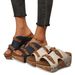 Summer New Women's Open Toe Slippers Large Size Thick Bottom Wedge Heel One Strap Beach Shoes Light Foam Bottom with Buckle_vogvips.com