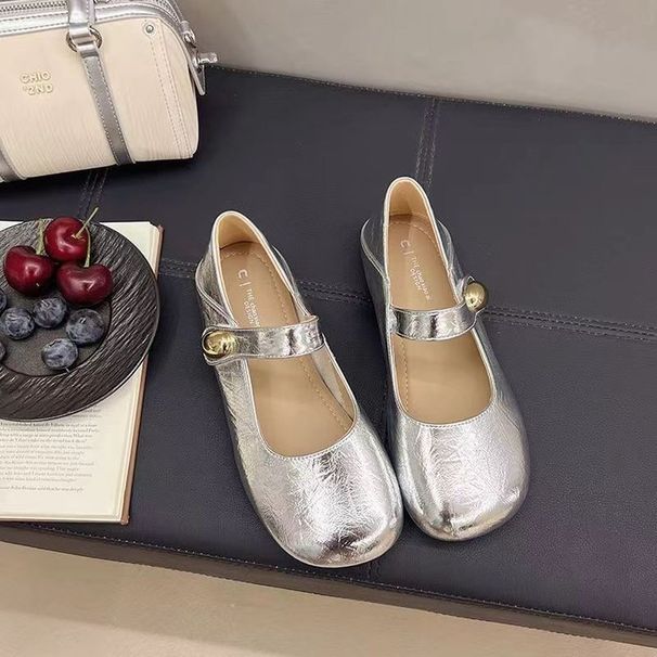 Gentle Flat-soled Single Shoes Women's Shallow Mouth Mary Jane Women's Shoes Two Wear Soft-soled Small Leather Shoes_vogvips.com