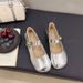 Gentle Flat-soled Single Shoes Women's Shallow Mouth Mary Jane Women's Shoes Two Wear Soft-soled Small Leather Shoes_vogvips.com