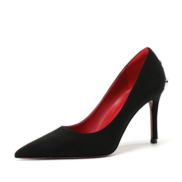 New Style Pointed Toe Stiletto Heels Metal Hollowed out Suede Women's Wedding Bridal Shoes_vogvips.com