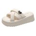 2025 Summer New Thick Leather For Women's Outdoor Wear, Cross Soft Soled Beach Shoes, Casual Fairy Cool Slippers_vogvips.com