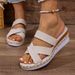 Summer Women's Fabric Wedge Sandals European American Style Rope Sole Cross Strap Sandals_vogvips.com
