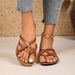 Cross-border Summer New Sandals, Foreign Trade Plus-size Flat Slippers, Cross-cutout Strap Beach Sandals_vogvips.com