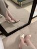 YX2026 New Rhinestone French High Heels Women's Stiletto Pointed Head Shallow Mouth Half Drag One Word With Satin Bag Head Sandals_vogvips.com