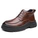 European Warm Series Leather With Fleece Lining, Warm Martin Fashionable Thick-Soled Work Shoes, British Style Mid-Cut Bo, Trendy Men's_vogvips.com