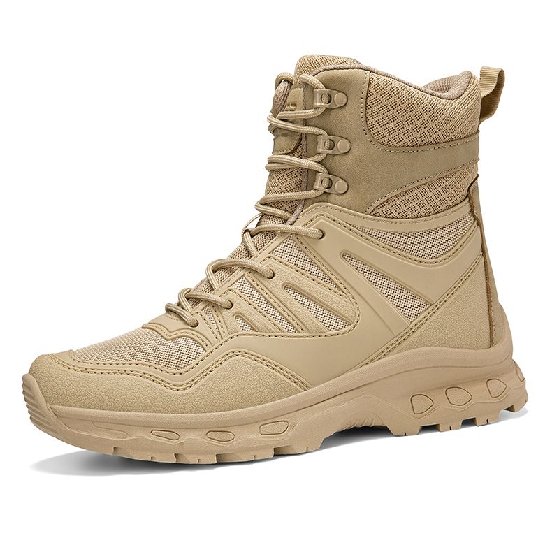 High-top Boots Men Shock-absorbing Wear-resistant Breathable Combat Boots Men Outdoor Comfortable Hiking Shoes Men Ankle Boots_vogvips.com