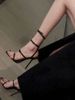 MTX 2025 New Style One-Strap Rhinestone Roman Sandals For Women Summer Design Sense Niche Black Pointed High Heel Stiletto_vogvips.com