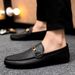 Waterproof Leather Casual One Foot Loafers, Handcrafted Business Low Cut Black British Men's Shoes, Flat Bottomed Thick_vogvips.com