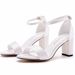 Women’s Shoes 7cm thick heel shallow mouth one strap sandals round head square root sandals satin fabric bridal wedding dress sandals_vogvips.com