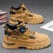 Men's High-Top Casual Boots With Rotating Buckles - Waterproof Slip-Resistant Workwear Sneakers For Teens & Young Adults_vogvips.com