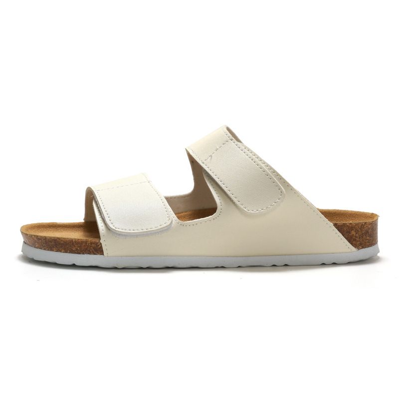 RUIZUSTOCK Cork Slippers Trendy Student One-Strap Double Strap Men's Beach Shoes Nubuck Leather_vogvips.com