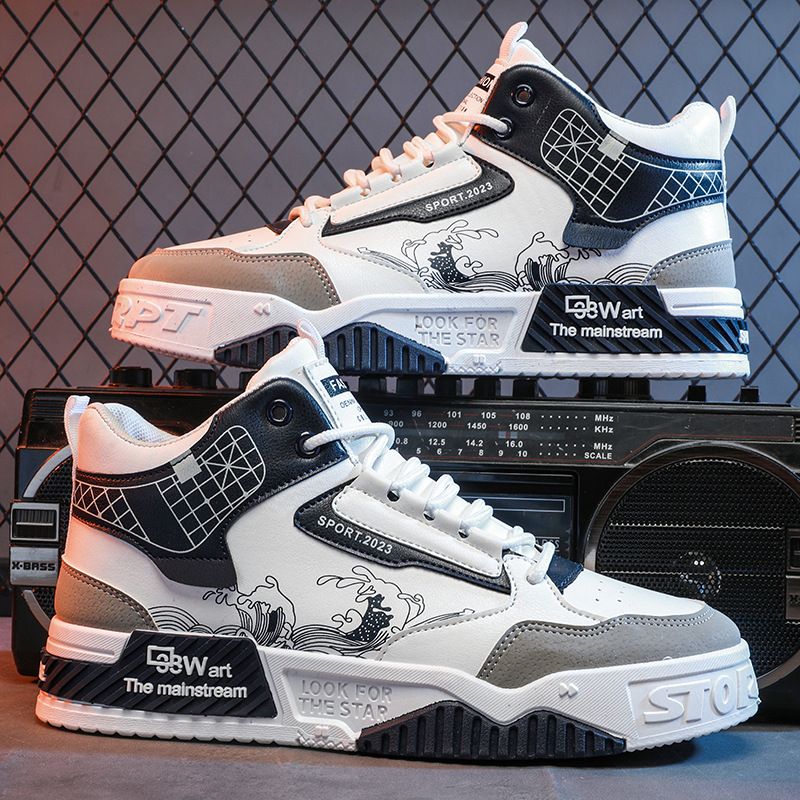 Men's Casual High-Top Sneakers With Round Toe, Breathable Mesh Lining & Durable Rubber Sole For Spring & Summer Wear_vogvips.com