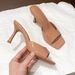 Show Your Feet White! Naked High-heeled Sandals For Women's Summer Temperament, Thin Heels, Square Head,_vogvips.com