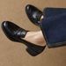 Soft Leather Loafers Women's Thick Medium Heel One-pedal Small Leather Shoes Round Head Soft Sole Single Shoes_vogvips.com