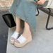 French-style Denim Wedge Sandals For Women, Holiday Style, Straw Thick-soled, 2026 Spring New Model, Cross-strap Roman_vogvips.com