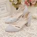 2024 Spring New Women's One-Strap Buckle Closed-Toe Sandals, Korean Style Chunky Heel High Heels, Pointed Toe Hollow_vogvips.com