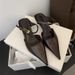 Niche French-style 2025 Summer New Pointed-toe Elegant Sandals, Low-heeled Brown Retro Closed-toe Women's Shoes_vogvips.com