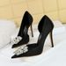 3165-K11 Banquet Side Hollow Thin Shallow Mouth Pointed Silk Diamond Women's High Heel Single Shoes_vogvips.com