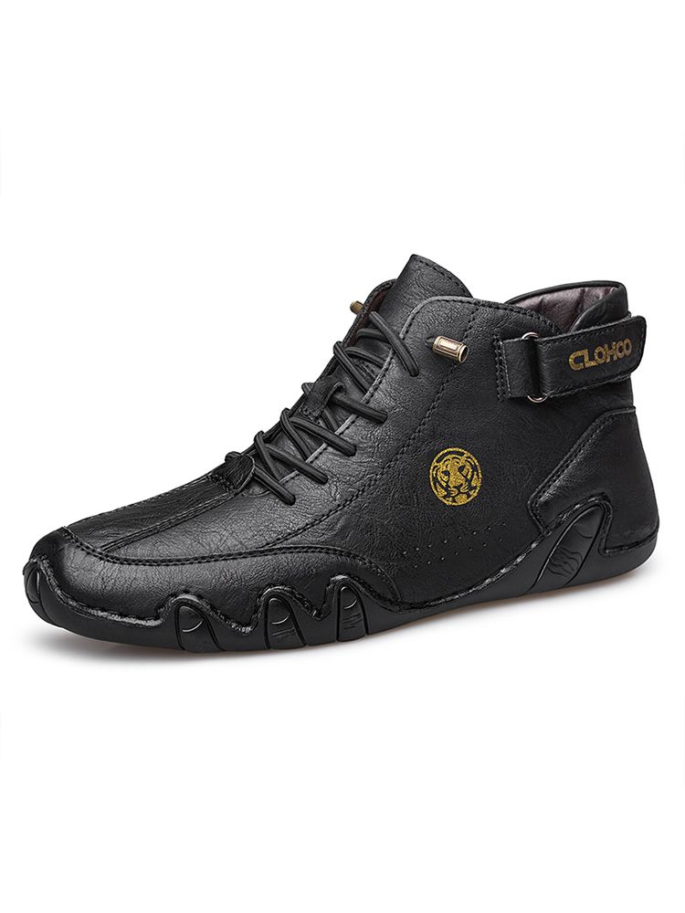 CLOHOO Hand-Sewn Soft-Soled Octopus Boot Men's Short High-Top Leather Boots For Men_vogvips.com
