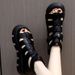 Leather Roman For Women Summer 2024 New Style Platform Thick-Soled Peep-Toe Hollow-Out Height-Increaing Slimming_vogvips.com