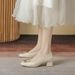 2026 Four-Season Square-Toe Color-Block Soft Leather Soft-Soled Chunky Heel Mary Jane Women's Shoes With Fashionable_vogvips.com