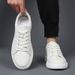 Trendy Genuine Leather 2025 New Versatile Casual Sneakers Men's Sports Thick-Soled White Shoes Men 3369_vogvips.com