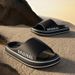 Feslishoet Women Letter Slippers Beach Slides Solid Color Mens Thick Sole Indoor Bathroom Anti Slip Shoes Summer Couple_vogvips.com