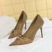 3739-1 Korean Version Fashion Fit, Elegant And Slim Thin Heel, Shallow Mouth, Pointed Bow Tie Single Shoe, Women's High_vogvips.com
