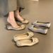 Satin Square Head Ballet Shoes Women's Spring And Summer Versatile Niche Bow Light Mouth Ladyshoes Evening Breeze Gentle Shoes_vogvips.com