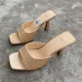 Elegant Girls High Heel Sandals Slippers .stiletto Heel,square Toe Casual Party Summer Women Mules Heels Shoes_vogvips.com