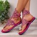 Women's Rhinestone Gladiator 2025 New Hollow Out Flower Toe Ring Flat Sandals Sparkly Crystal Back Zip Summer Beach Shoe_vogvips.com