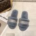 Women’s Shoes Furry Ribbon Slippers Home Flat Warm Slippers Fashionable Fashion Cotton Slippers_vogvips.com