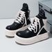 2025 Autumn Winter New Genuine Leather Trendy Short Boots High Top Inverted Triangle Black White Personality Thick Sole_vogvips.com