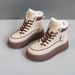 1178225343@qq.com KT2811 New 2024 Autumn Winter Korean Style Fleece-Lined Women's Mid-Cut Color Block Warm Cotton Shoes Casual Snow Boots_vogvips.com