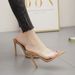 European And American Foreign Trade Women's Shoes, Peep-toe Stiletto Transparent High Heels, Large Size Slip-on_vogvips.com
