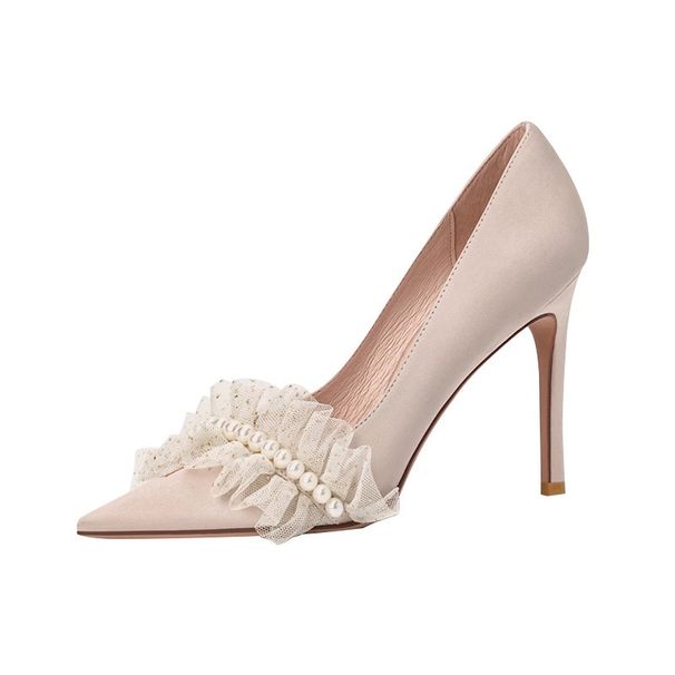 Wedding Shoes Main Wedding Dress Bridal Shoes High Heels Bridesmaid Shoes Wide Feet Fat Large Size Women's Shoes 41 To 43 Stiletto_vogvips.com