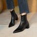 Milk Tea Pointed Toe Small Size Short For Women, Mid Genuine Leather Back Zipper Stretch Slim Boots, Nude Color Chunky_vogvips.com