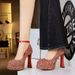8325 European And American Style Single-strap High-heeled Shoes, Ultra-high Thick Heel, Sequined Shallow Round Toe,_vogvips.com