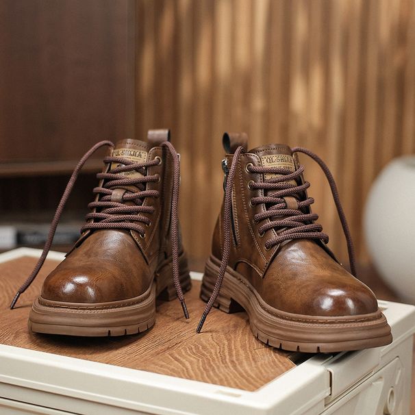 Martin 2025 New Autumn High-top Casual Shoes Men's Versatile Work Waterproof Non-slip Leather Boots_vogvips.com