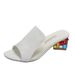 2025 New Women's Chunky Heel Export High Heels Summer Large Size European And American Color Block Slide Sandals_vogvips.com