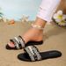 Women's Shoes New Fashion Slippers With Buckle, Versatile Solid Color Metal Decoration, Round Toe, Pearl Chain, Flat_vogvips.com