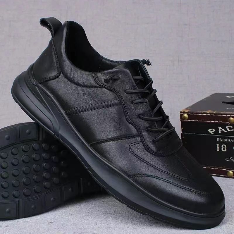 Men's 2025 Spring And Autumn New Soft Korean Style Sports Casual Sneakers Lightweight Versatile Breathable Leather Shoes_vogvips.com