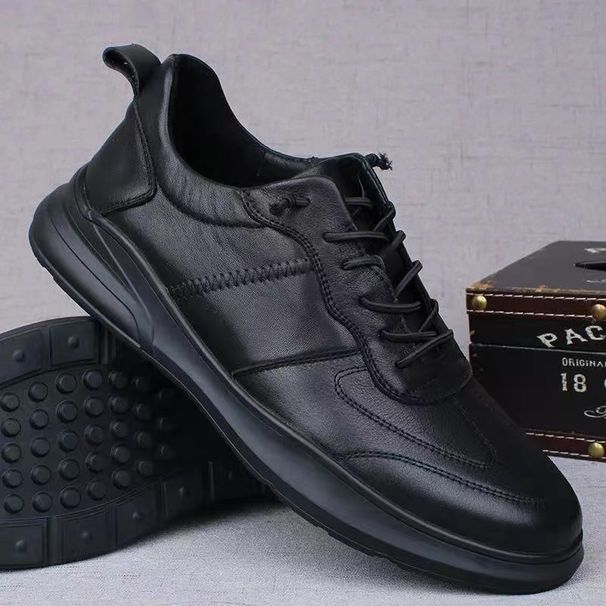 Men's 2025 Spring And Autumn New Soft Korean Style Sports Casual Sneakers Lightweight Versatile Breathable Leather Shoes_vogvips.com