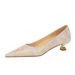 Sweet Women's Shoes Low Heel Shallow Mouth Pointed Flower Cloth Surface Spring And Autumn New Women's Single Shoes_vogvips.com
