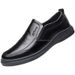 2025 Spring New Men's Leather Pure Black Casual Slip-On Lazy Soft Sole Non-Slip Chef Driving Shoes_vogvips.com