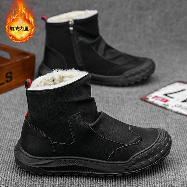 Winter Fleece-Lined High-Top Martin Boots For Men, Men's Work Shoes, Trendy Versatile Thickened Warm Cotton Shoes, Non-S_vogvips.com