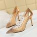 7818-1 Korean-style Fashionable Sexy Nightclub High-heeled Shoes With Thin Heels, Shallow Cut, Pointed Toe, Transparent_vogvips.com